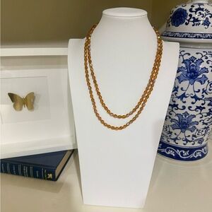 Vintage 90s Long Iridescent Topaz Beaded Necklace